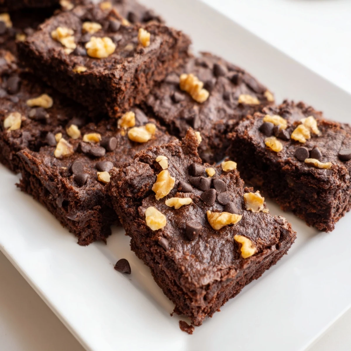 Warm and gooey Fudgy Walnut Brownies boasting a rich chocolate aroma, perfect for dessert tonight.