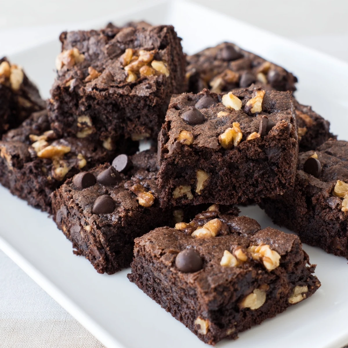 Enjoy these decadent Fudgy Walnut Brownies: dense, fudgy, and packed with walnuts, served with ice cream.