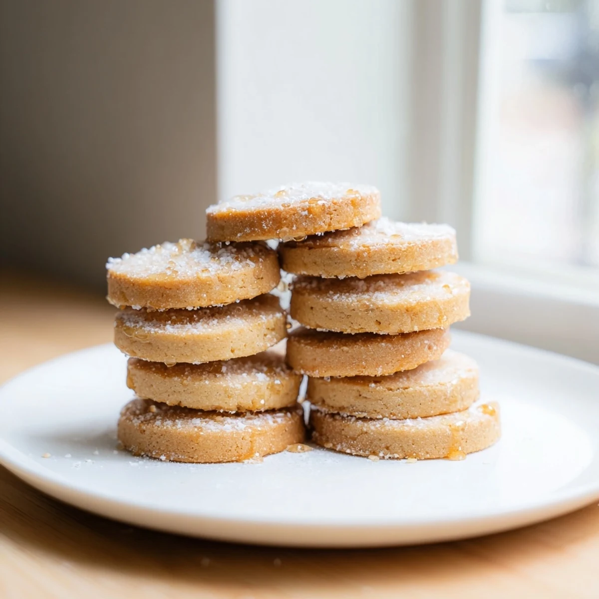 Golden-brown honey butter shortbread cookies, a delicious treat offering a melt-in-your-mouth texture.