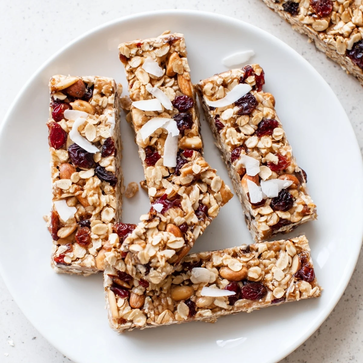 Chewy No-Bake Energy Bars, a quick snack featuring oats and peanut butter, perfectly chilled and sliced.