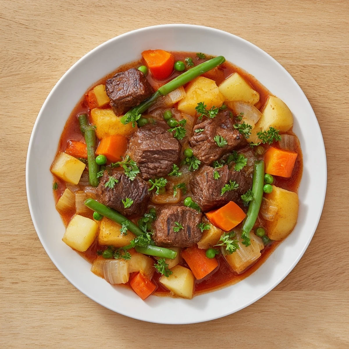 A close-up of a bubbling pressure cooker, illustrating delicious beef and vegetable stew components.