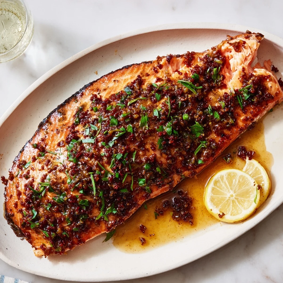 Golden-brown Express Supper: Honey Mustard Glazed Salmon, flaky and ready for a delicious dinner.