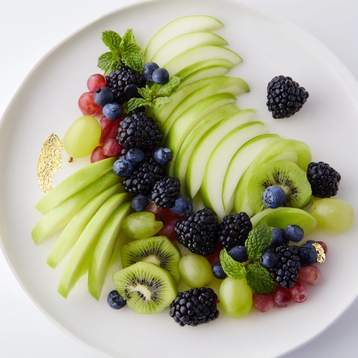 Prepare The Aurora Borealis Sweep, seeing the flowing lines of brightly colored fruit in this easy fruit platter.