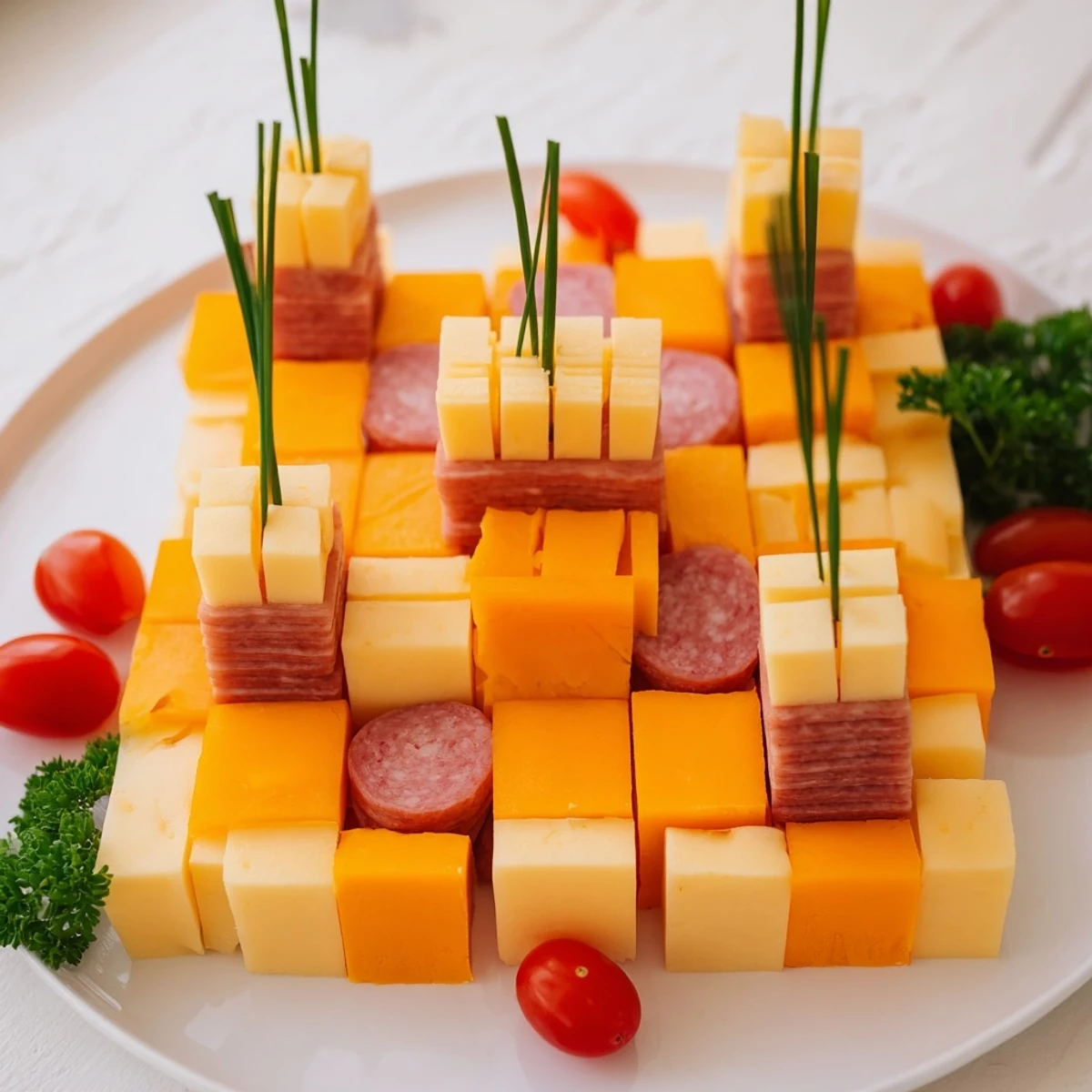 Enjoy this delicious The Checkerboard Chalet appetizer, a party-ready arrangement perfect for sharing with guests.