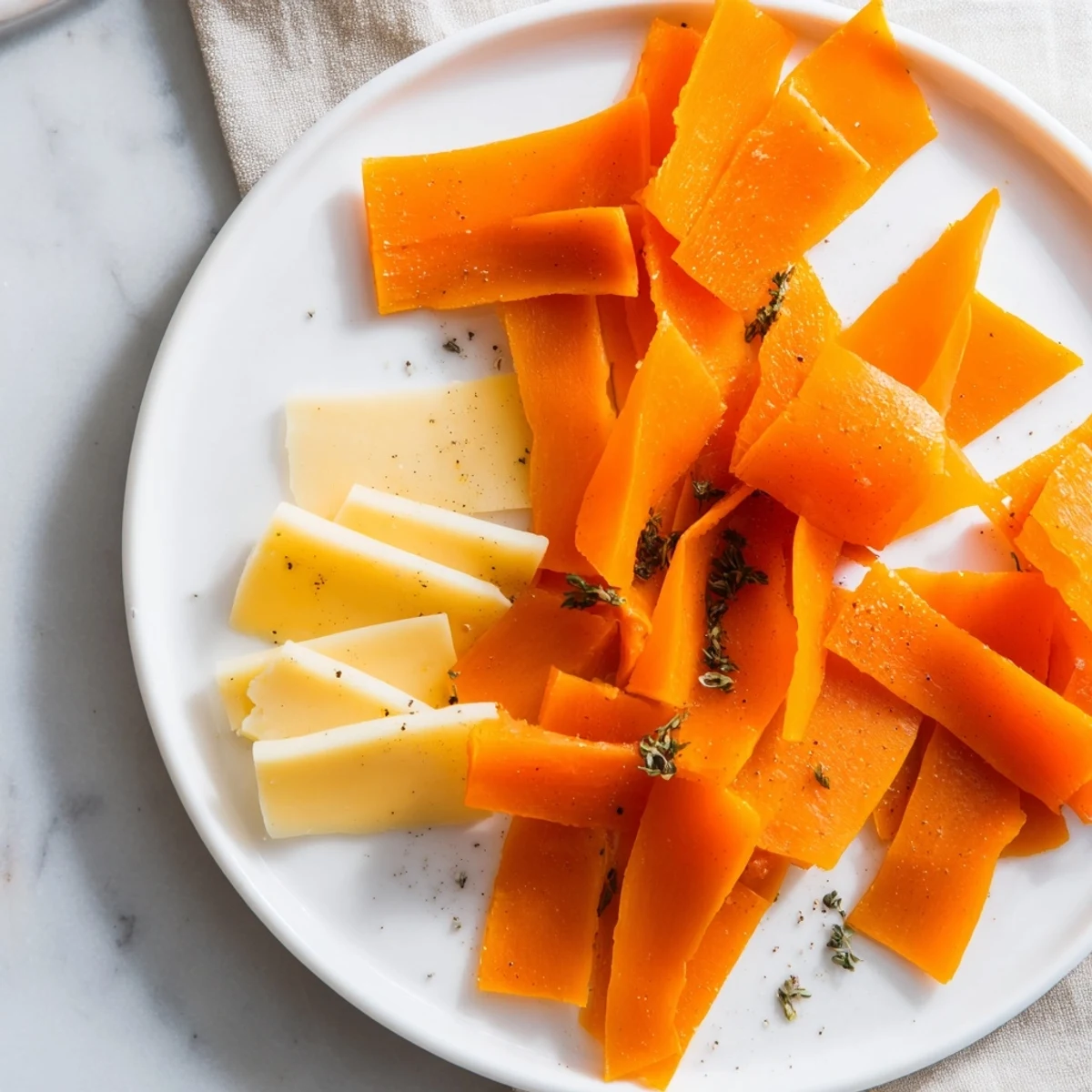 Appetizing Serengeti Sunset appetizer with vibrant apricot and smoked Gouda layers, perfect for sharing.