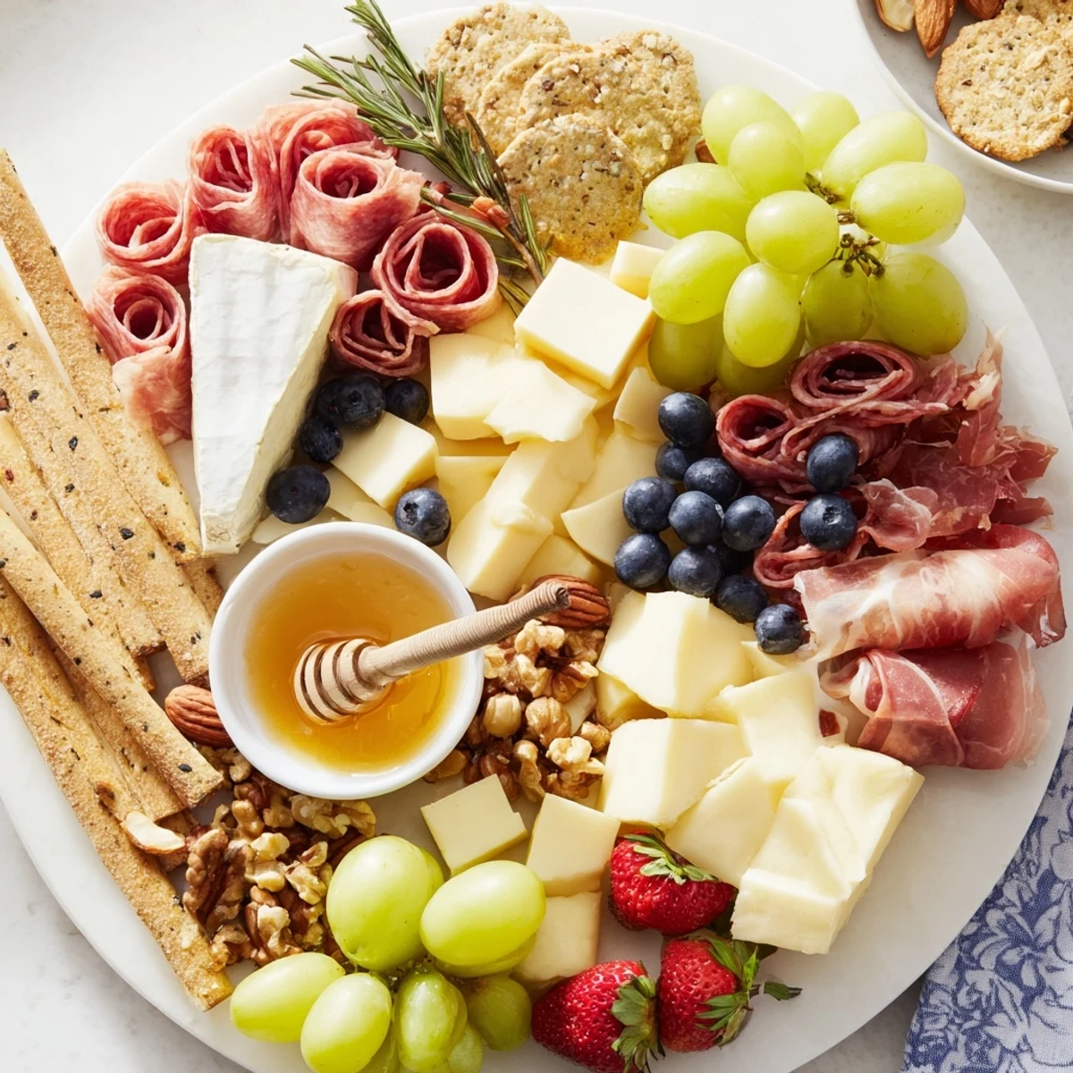 Quick Charcuterie Snack Board, a colorful spread of cheeses, meats, fruits, and crackers, ready to enjoy.