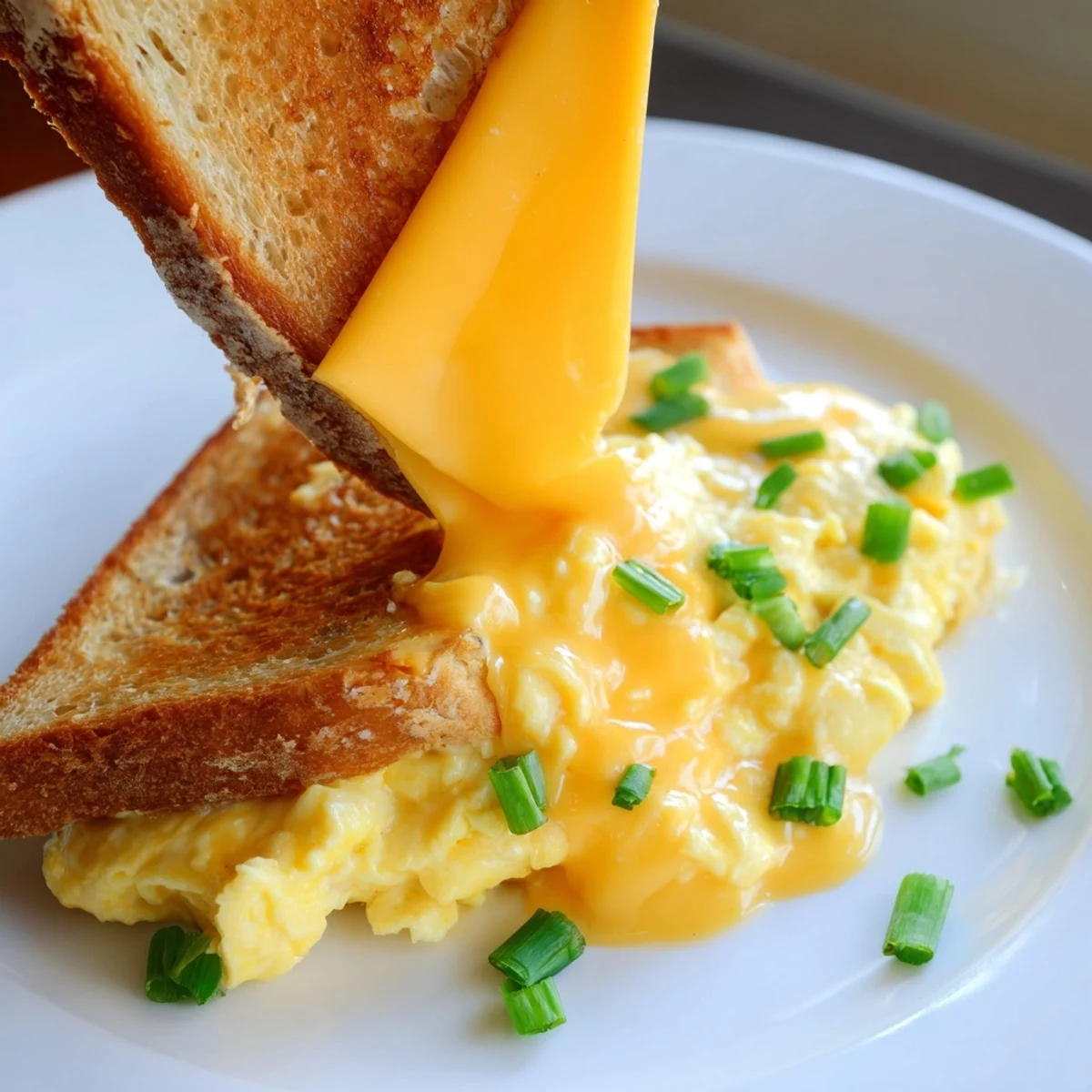 Fluffy scrambled eggs envelop toasted bread in this easy One-Pan Egg Breakfast Sandwich, ready to enjoy.