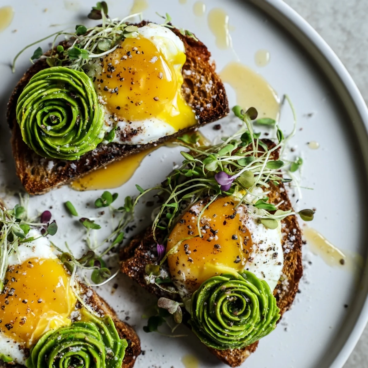 Fluffed-up egg whites form the cloud in this delicious Cloud Toast 2.0 breakfast, topped with avocado roses.