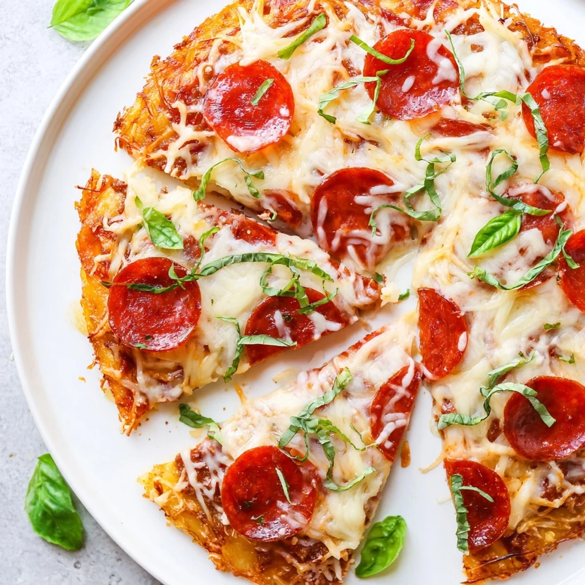 Savory, golden-brown ground beef pizza base topped with melted cheese and crispy pepperoni.