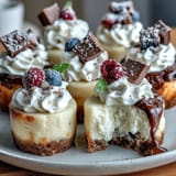 Miniature, delightful graduation cheesecake bites topped with festive, sweet decorations.