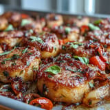 Vibrant one-pan meal with crispy potato gnocchi, savory Italian sausage, and colorful bell peppers roasted to perfection.  