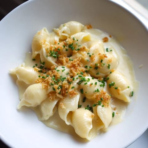 A comforting spoonful of creamy stove-top mac and cheese, showcasing the melted cheese's texture.
