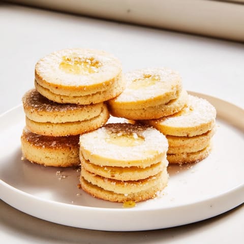 Freshly baked honey butter shortbread cookies, buttery, glazed, and perfect for dipping into hot tea.