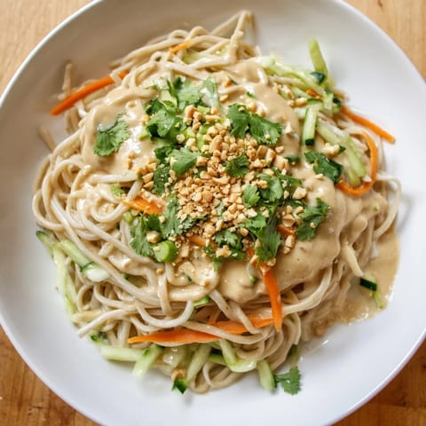 Enjoy a refreshing plate of cold sesame noodles: slurpy noodles coated in creamy sesame sauce.
