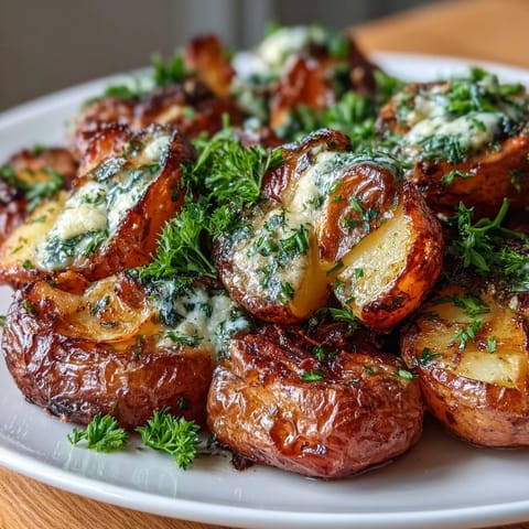 Smashed Garlic Herb Potatoes