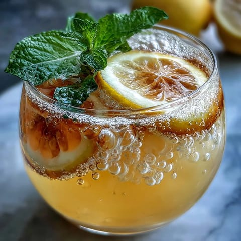 2. Elegant Limoncello Sorbet Floats topped with sparkling lemon water, garnished with fresh lemon slices and mint for a bright, zesty treat.  