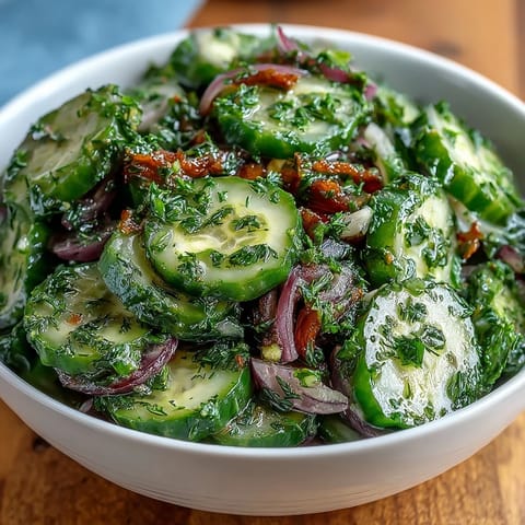 Refreshing cucumber radish salad with dill vinaigrette, colorful and crisp, perfect for light lunches or summer gatherings.  