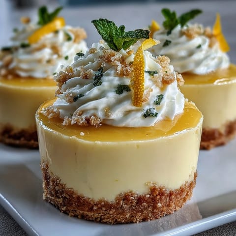 Creamy lemon mousse cups topped with fresh berries and served alongside buttery shortbread cookies for a bright, elegant dessert.  