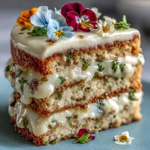Spring Cake with Pressed Edible Flowers and Lemon Curd