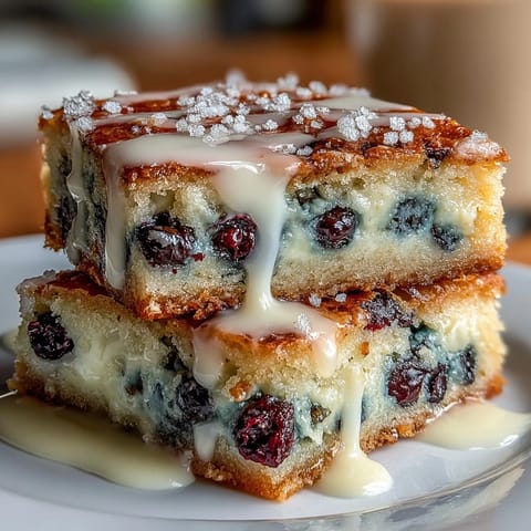 Chewy White Chocolate Lemon Blueberry Blondies bursting with tangy fruit and sweet chips.