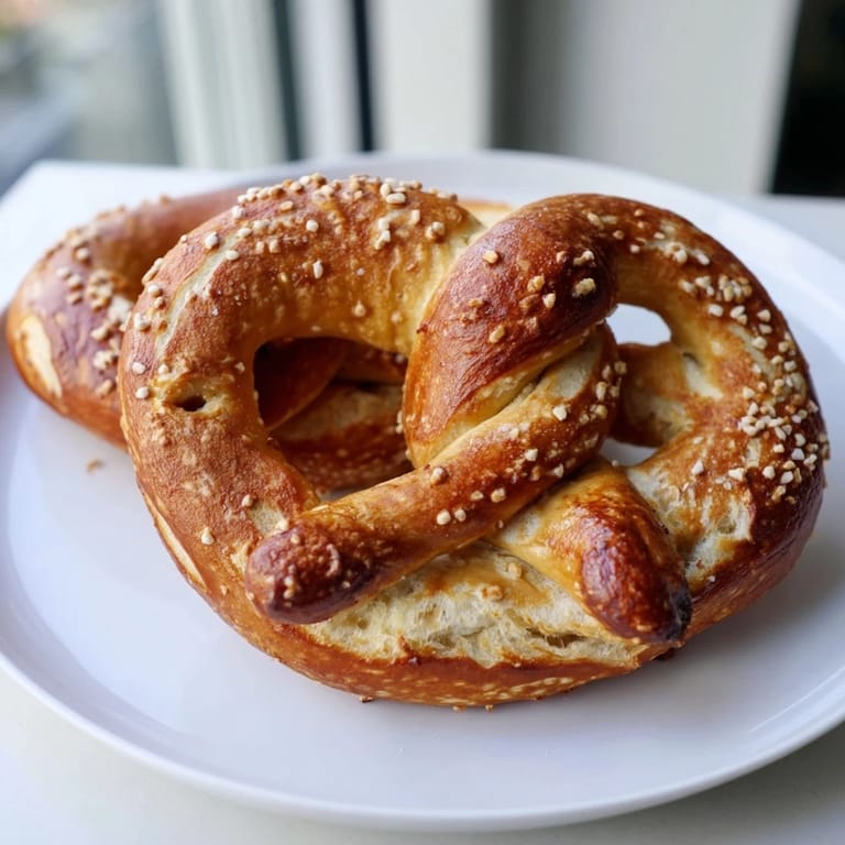 Freshly baked soft Homemade Pretzels, brushed with egg wash, look invitingly delicious and golden.