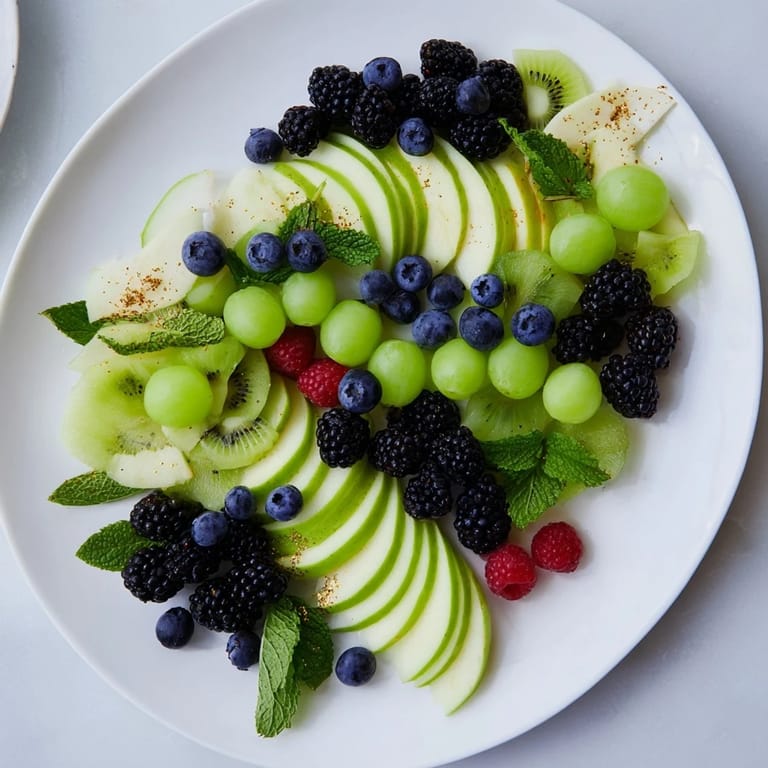 The Aurora Borealis Sweep: A stunning fruit arrangement with grapes, kiwi and berries, vegan-friendly and gluten-free.