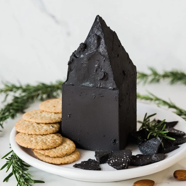 A dramatic cheese and cracker spread, The Obsidian Peak, is ready for your next party.