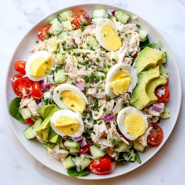 Creamy High-Protein Chicken and Egg Salad, perfect for a filling and healthy lunch option.