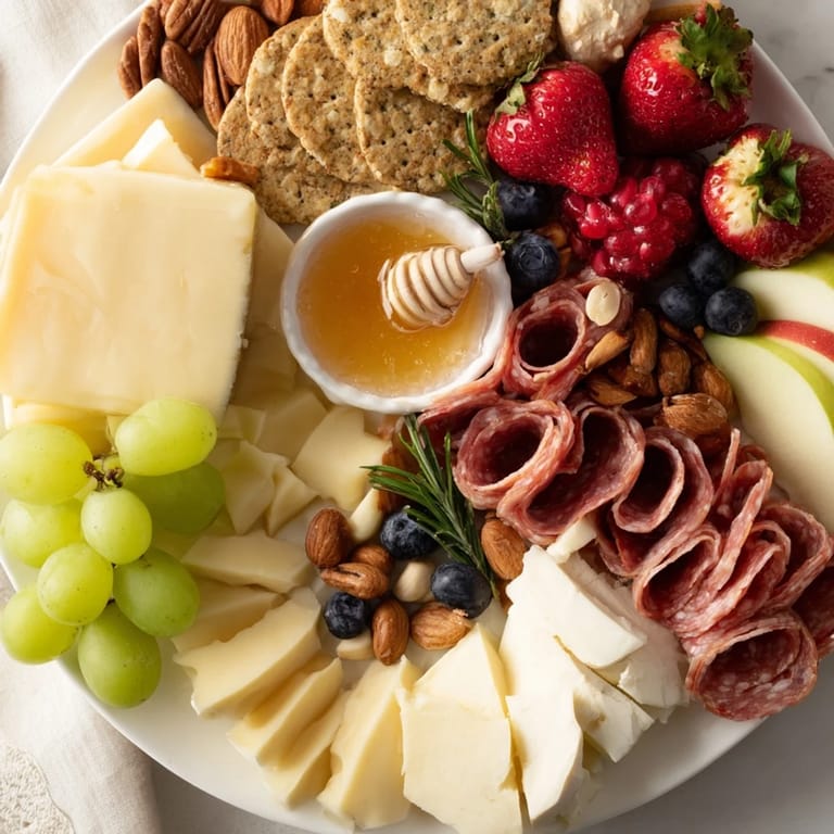 Delectable Quick Charcuterie Snack Board featuring creamy brie, sharp cheddar, and savory salami for effortless snacking.
