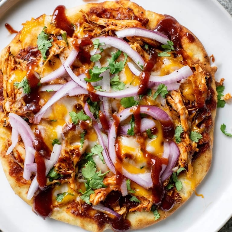 Savory BBQ Chicken Flatbread, oozing with melted mozzarella and cheddar, ready to slice and enjoy.