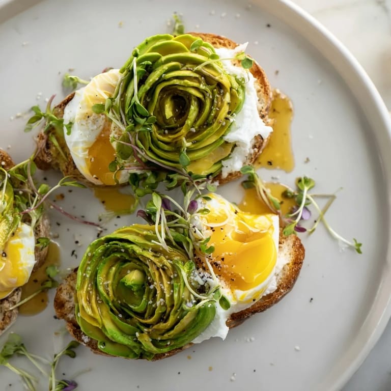 Vibrant Cloud Toast 2.0 boasts fluffy egg clouds with fresh avocado and microgreens for a beautiful breakfast.