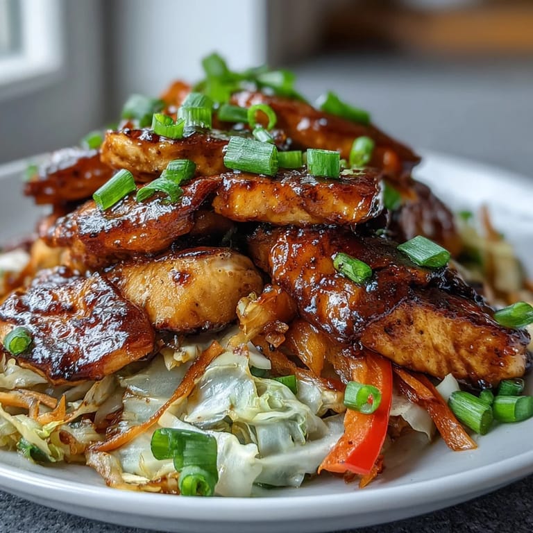 Tender sliced chicken and shredded cabbage for Chicken Cabbage Stir-Fry arranged with fresh ingredients.