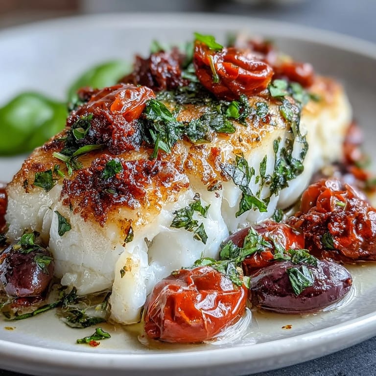 Healthy Mediterranean baked cod recipe featuring tender fish, vibrant tomatoes, capers, and aromatic herbs for a light, satisfying dinner.