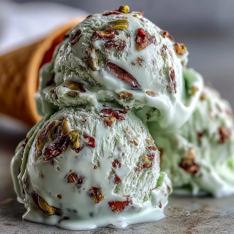 Velvety pistachio gelato topped with crushed roasted pistachios, capturing the essence of authentic Italian craftsmanship.