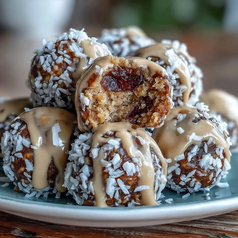 No-bake energy bites featuring rolled oats, shredded coconut, and cinnamon, perfect for on-the-go fuel.  
