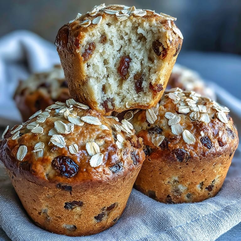 Warm, wholesome muffins inspired by traditional Irish soda bread, topped with a sprinkle of oats and filled with sweet raisins.  