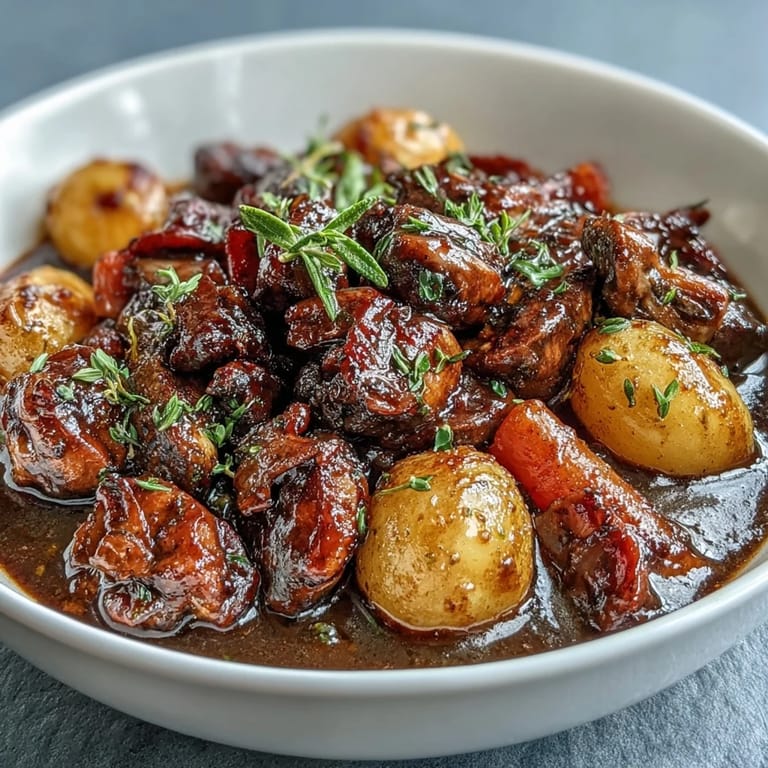 Creamy Guinness-free Irish stew featuring earthy mushrooms, carrots, parsnips, and potatoes simmered to perfection.  