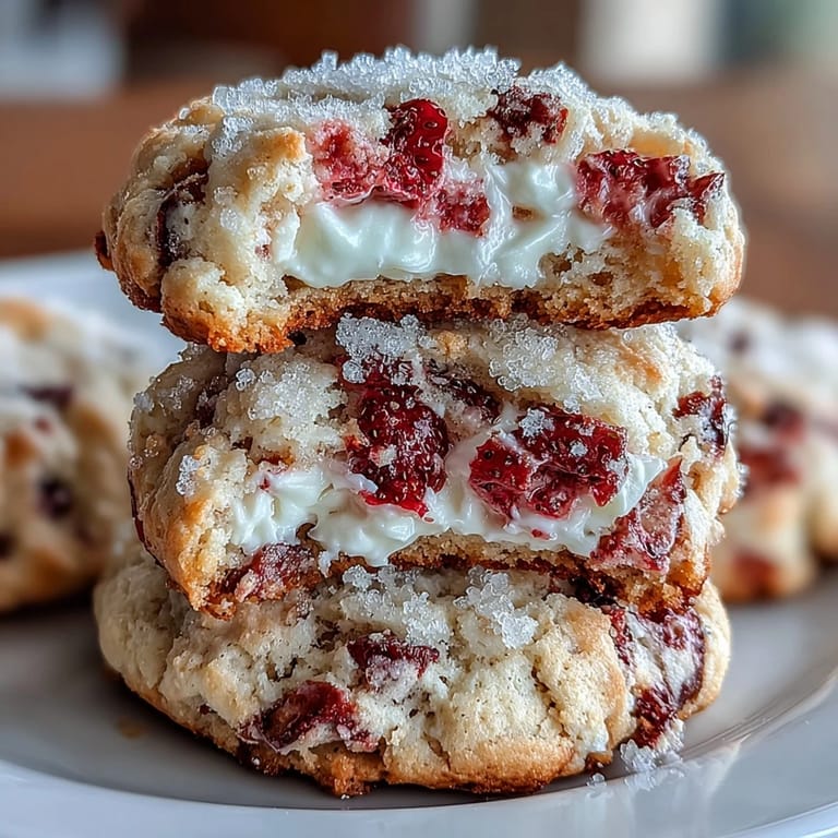 2. Homemade cookies blending creamy cottage cheese and juicy strawberries, baked until tender and lightly crisp.