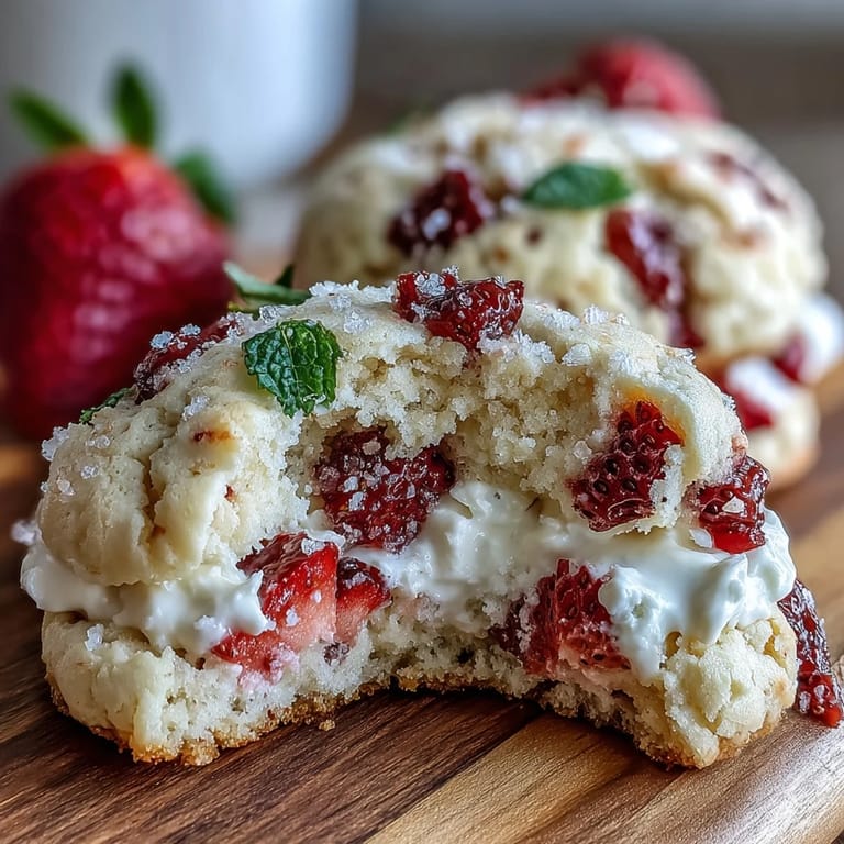 3. Delightful strawberry shortcake-inspired cookies made with cottage cheese, perfect for a sweet and fruity dessert.