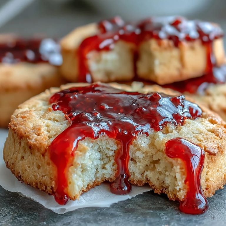 Homemade sugar cookies with chilling vampire bite marks and vibrant red icing, making a fun and spooky Halloween party treat.