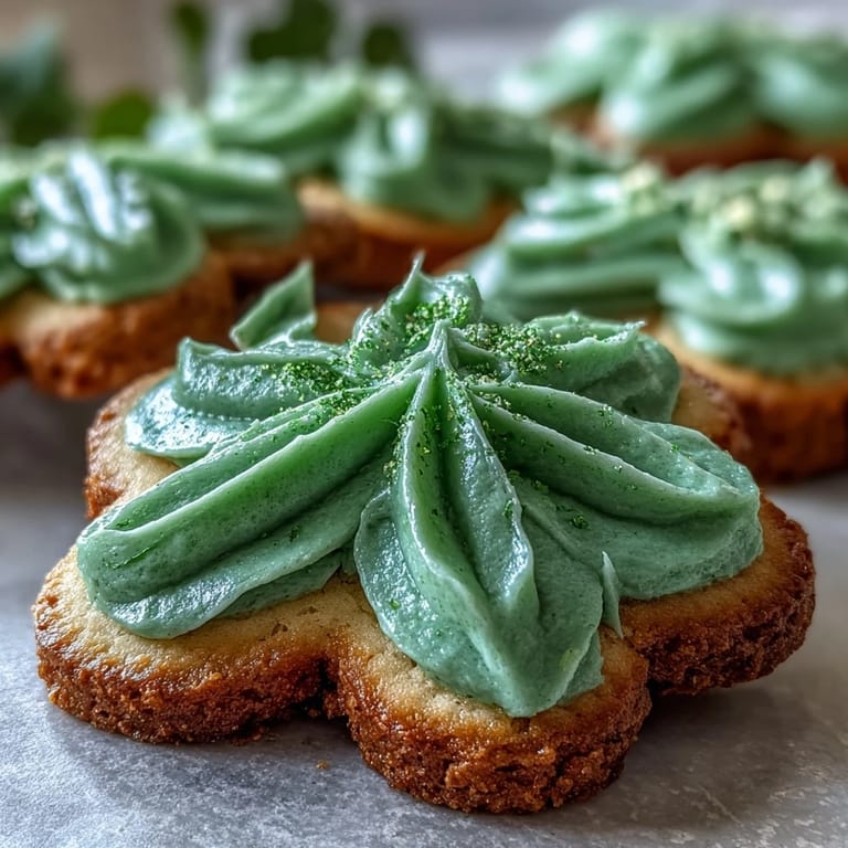 Delicate shamrock cookies with vibrant royal icing, perfect for celebrating St. Patricks Day with a sweet treat.