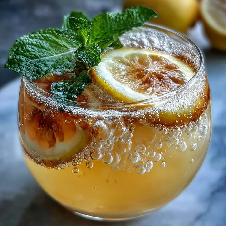 2. Elegant Limoncello Sorbet Floats topped with sparkling lemon water, garnished with fresh lemon slices and mint for a bright, zesty treat.  