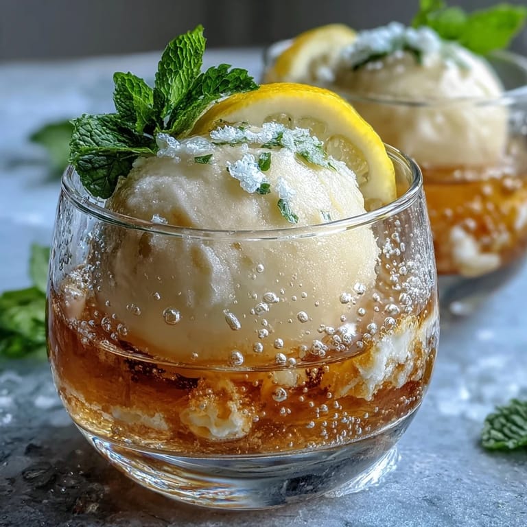 3. Vibrant Limoncello Sorbet Floats featuring tangy lemon sorbet, chilled limoncello, and effervescent lemon water—perfect for easy summer entertaining.