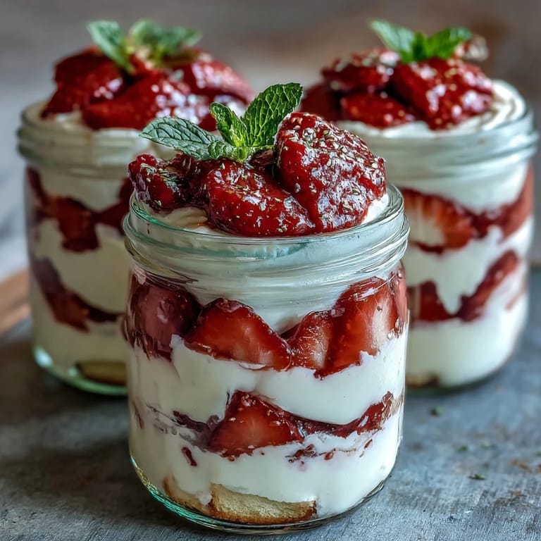 Layers of golden shortcake, sweet strawberries, and clouds of whipped cream in mason jars for an easy, shareable dessert perfect for picnics.