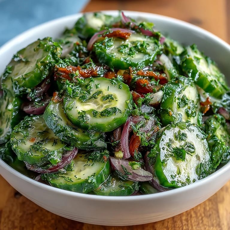 Refreshing cucumber radish salad with dill vinaigrette, colorful and crisp, perfect for light lunches or summer gatherings.  