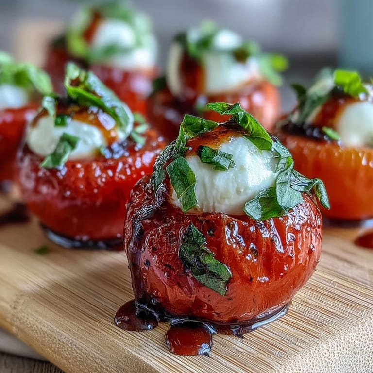 Sweet and tangy strawberry caprese skewers featuring juicy strawberries, creamy mozzarella, and fresh basil leaves.