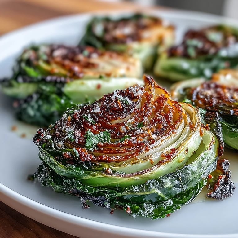 Oven-roasted cabbage steaks drizzled with lemon and parsley, crispy edges and tender centers for a vibrant side dish.
