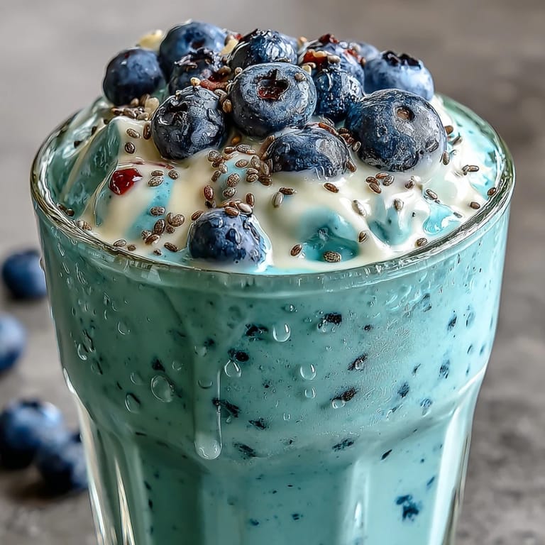Eye-catching Probiotic Kefir Smoothie, a healthy breakfast option with flaxseed.