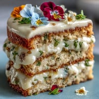 Spring Cake with Pressed Edible Flowers and Lemon Curd