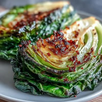 Roasted cabbage steaks with garlic and smoked paprika, golden edges and a bright lemon finish.  